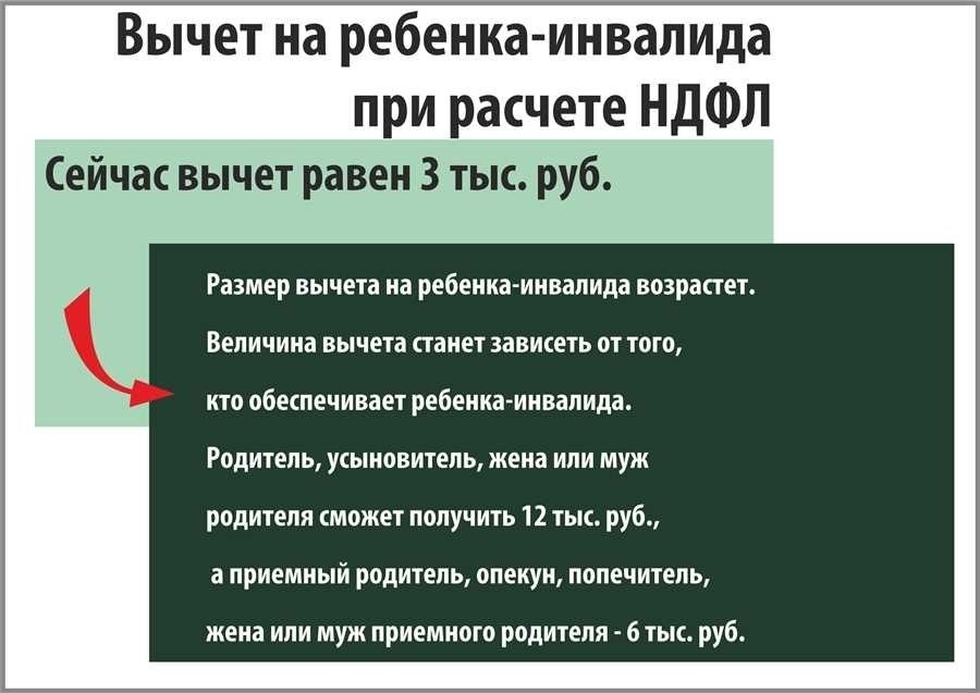 Вычет на ребенка инвалида условия размер порядок получения